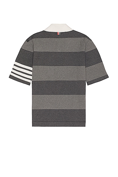 Shop Thom Browne Rugby Short Sleeve Polo In Tonal Grey