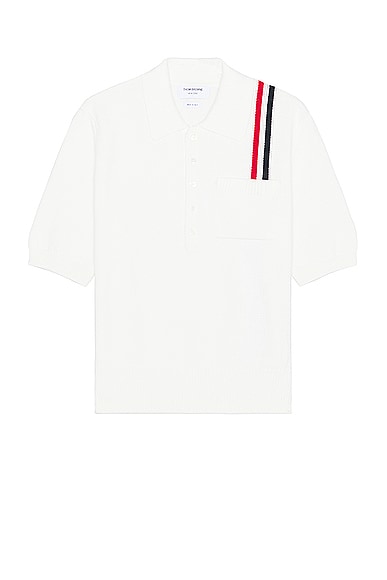 Thom Browne Short Sleeve Polo in White