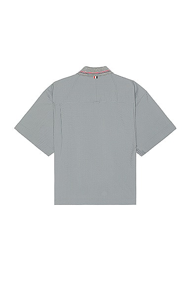 Shop Thom Browne Seersucker Rugby Shirt In Medium Grey
