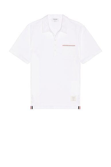 Thom Browne Oversized Short Sleeve Polo in White