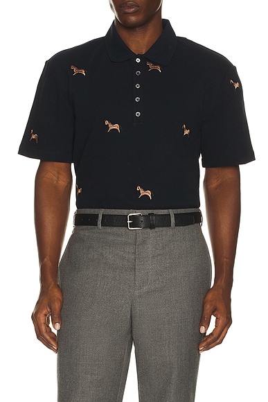 Short Sleeve Pique Polo With Horse Embroidery