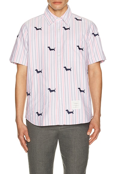 Thom Browne Straight Fit Allover Hector Shirt in Multi