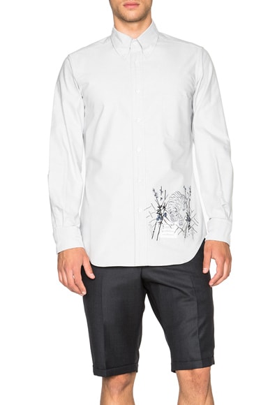 Classic Button Down Shirt with Tiger Embroidery