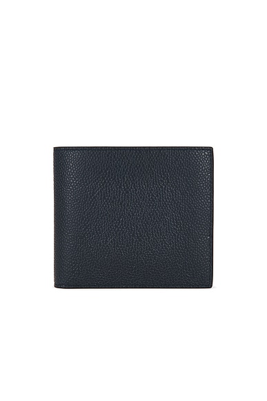 Thom Browne Billfold Pebble Grain Leather Wallet in Navy
