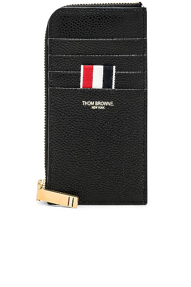 Thom Browne Pebble Grain Half-Zip Wallet in Black