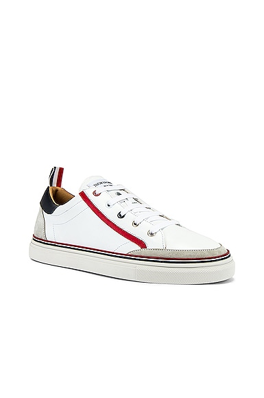 スニーカー THOM BROWNE White Leather Sneakers THOM BROWNE | Leather Low Top Sneakers | Men | Lane Crawford