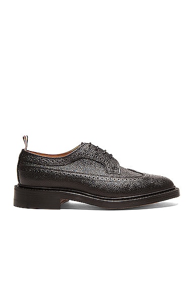 Thom Browne Classic Long Leather Wingtips in Black