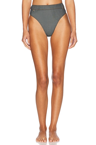 Tropic of C Denim High Rise Bikini Bottom in Black