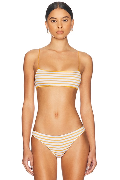 Tropic of C The C Bralette Bikini Top in Seersucker Stripe