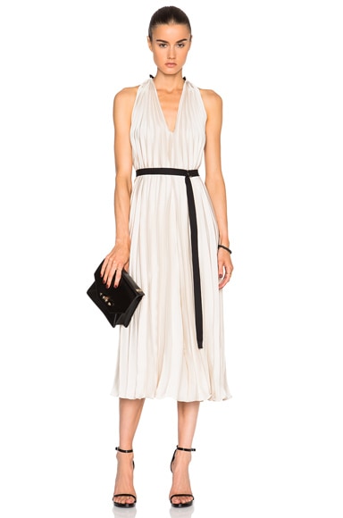 Tome Pleated Halter Dress in Ivory | FWRD