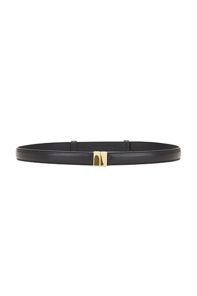 Toteme Slide Clasp Leather Belt in Black