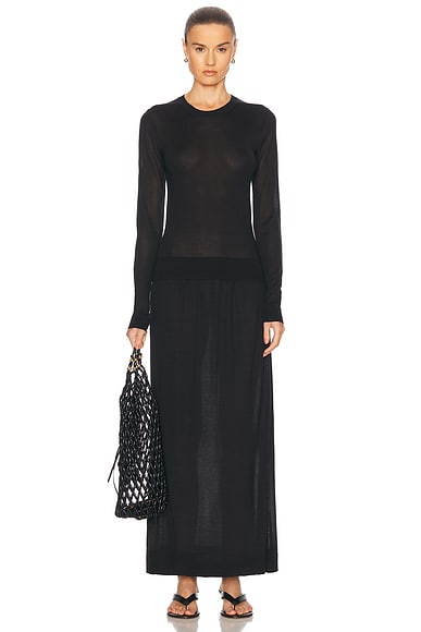 Toteme Fine Crewneck Knit Dress in Black