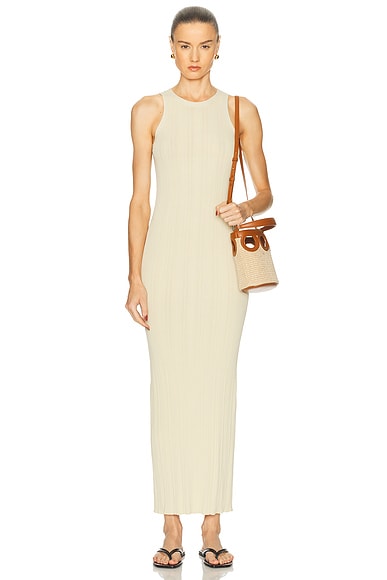 Toteme Seamless Rib Tank Dress in Oyster