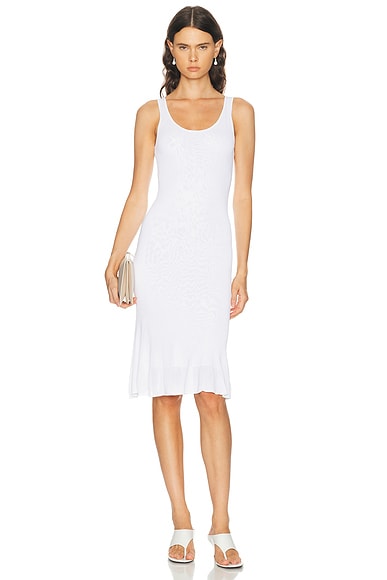 Toteme Fluted Hem Dress in Optic White