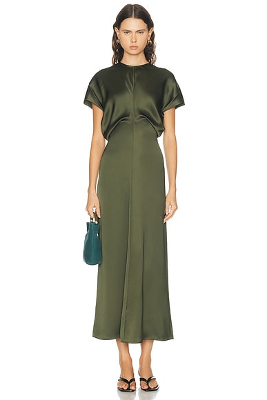 Toteme Slouch Waist Dress in Dark Green