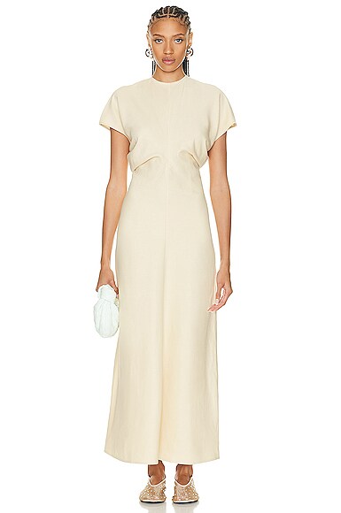 Toteme Slouch Waist Dress in Bleached Sand | FWRD