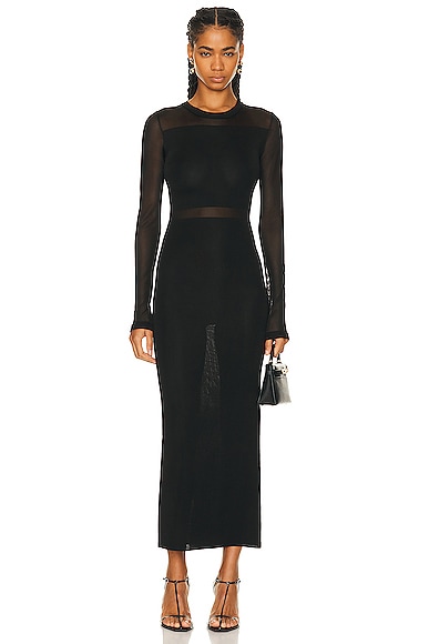 Totême Semi Sheer Knitted Cocktail Dress In Black