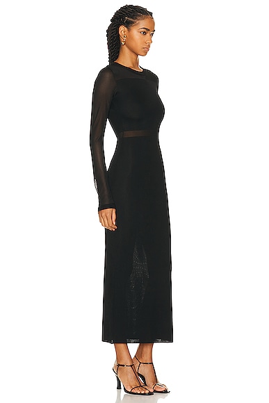 Shop Totême Semi Sheer Knitted Cocktail Dress In Black