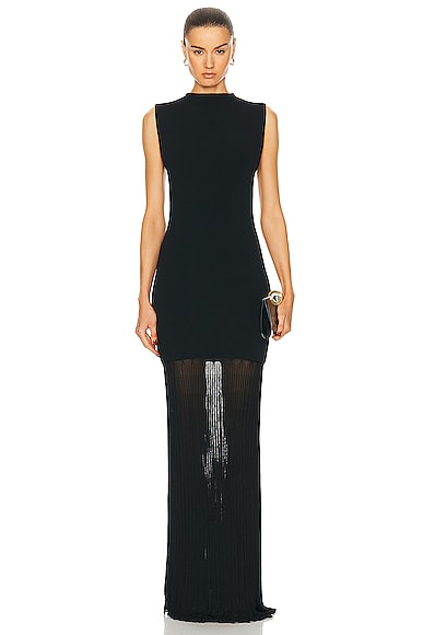 Toteme Plisse Knitted Evening Dress in Black