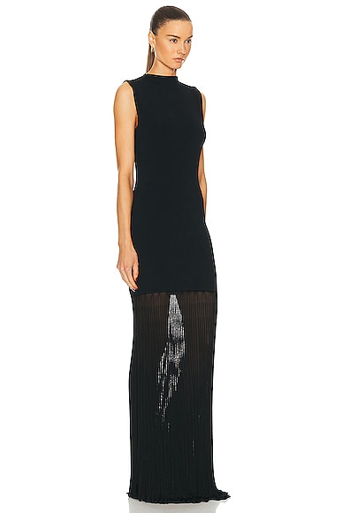 Shop Totême Plisse Knitted Evening Dress In Black