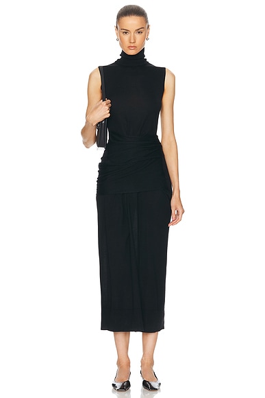 ワンピース TOTEME Woman Dress Black 252WRT0454YA0044 001 Scoop-neck sablé dress black – TOTEME
