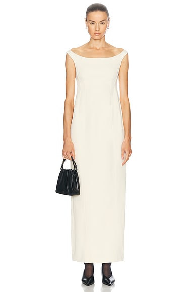 Toteme Curved Off Shoulder Dress in Eggnog | FWRD