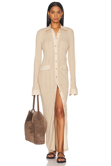 Toteme Knitted Shirt Dress in Peanut