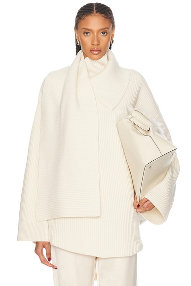 Toteme Long Scarf Knit Sweater in Off White