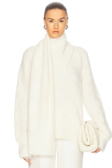 Toteme Draped Scarf Knit Sweater in Ivory