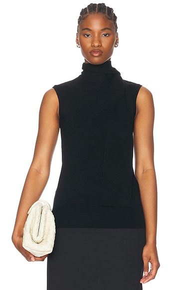 Sleeveless Scarf Knit Sweater