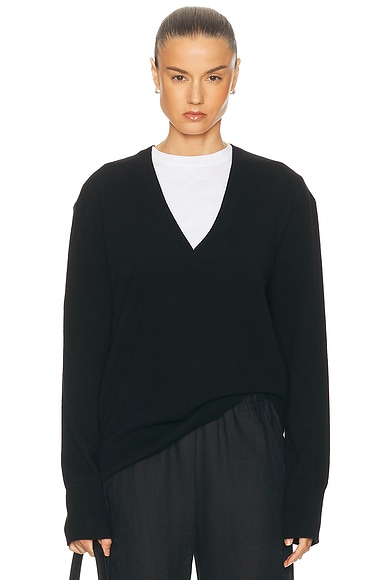 ニット/セーター ACNE - ACNE STUDIOS Deborah V-neck wool sweater Acne Studios Deborah L Wood V Neck Wool Sweater in Black | FWRD