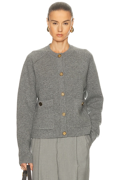 Toteme Hammered Button Cardigan in Grey Melange