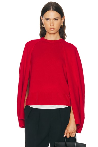 Toteme Crew Cape Knit Sweater in Poppy
