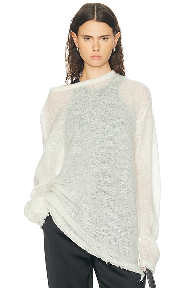 Long Open Weave Knit Sweater