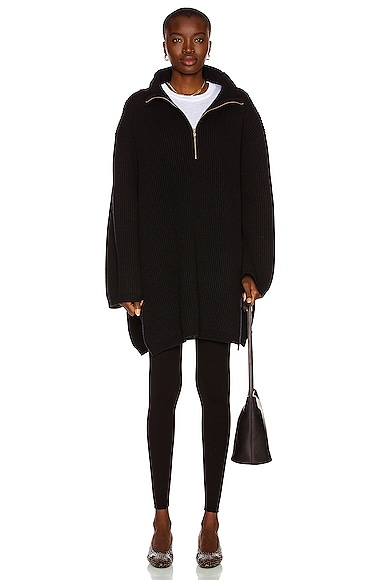 TOTEME - TOTEME フィッシャーマンニット FISHERMAN ZIPPER KNIT Toteme Fisherman Zipper Knit Sweater in Black | FWRD