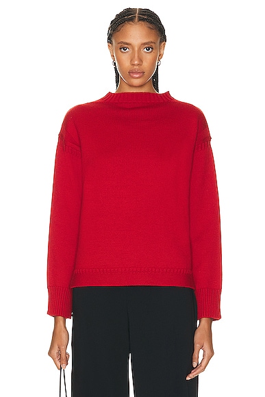 Toteme Wool Guernsey Knit Sweater in Red