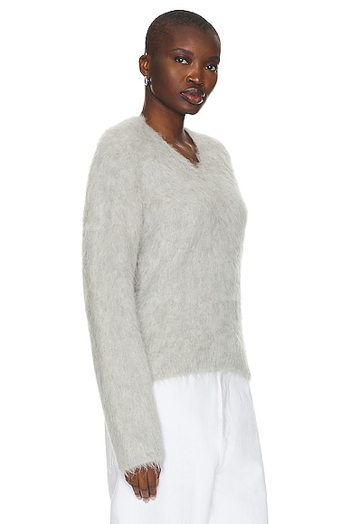 Shop Totême Petite Alpaca Blend Knit Sweater In Light Grey Melange
