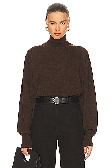 Toteme Cashmere Turtleneck Sweater in Dark Brown