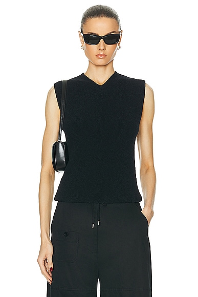 Sleeveless Terry Knit Vest in Black