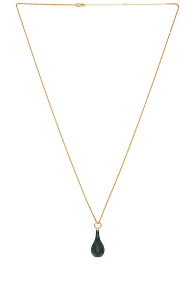 Toteme Medium Jade Drop Necklace in Dark Green & Gold