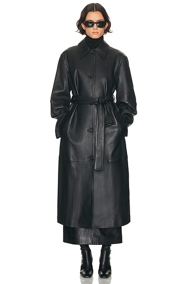 Belted Leather Coat