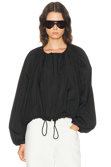Toteme Gathered Parachute Coat in Black