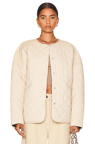Toteme Quilted Cotton Canvas Jacket in Beige