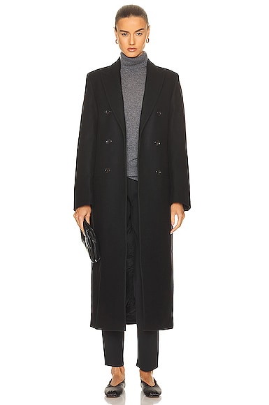 Toteme Tailored Overcoat in Black