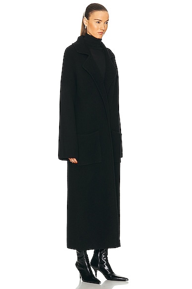 Shop Totême Rib Knit Cardi Coat In Black