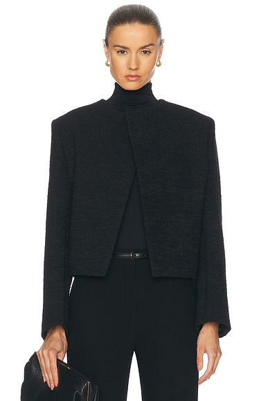 Toteme Cropped Bouclé Jacket in Black