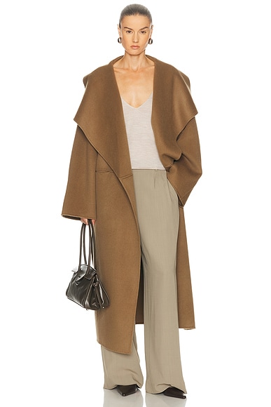 Toteme Signature Double Coat in Hazel