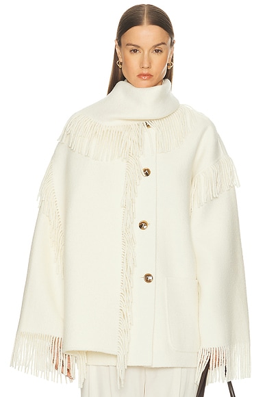 Toteme Fringed Scarf Jacket in Winter White