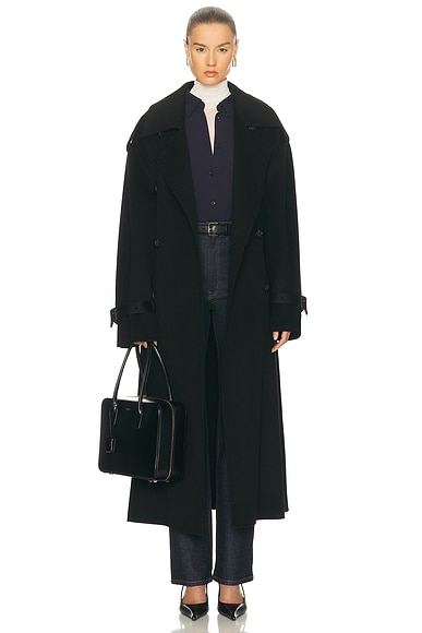 Toteme Double Winter Trench in Black