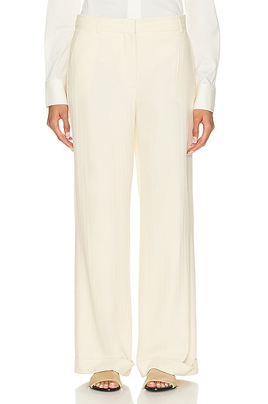 Toteme Tailored Herringbone Suit Trouser in Bleached Sand
